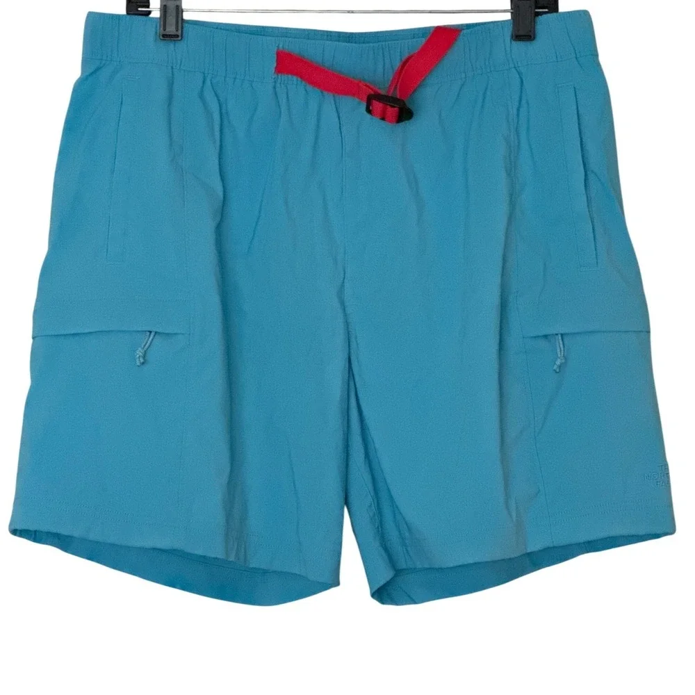 The North Face Cargo Shorts Mens Large Blue Belted Hiking Trail Outdoor